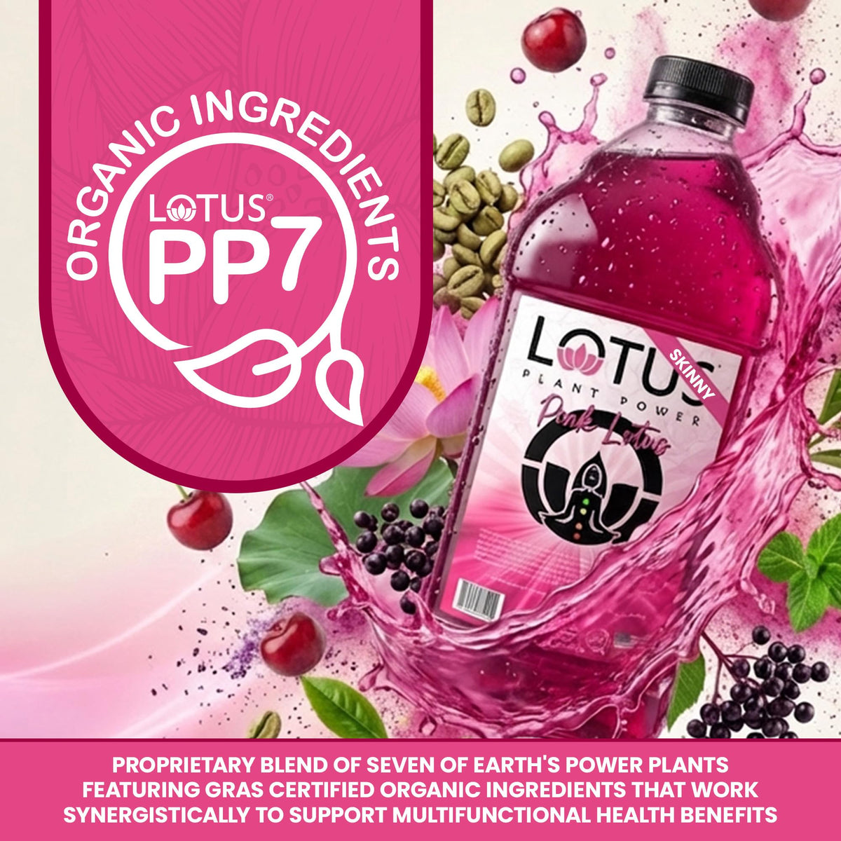 Skinny Pink Lotus Plant Power® Zero Sugar Energy Drink, PP7™ Formula