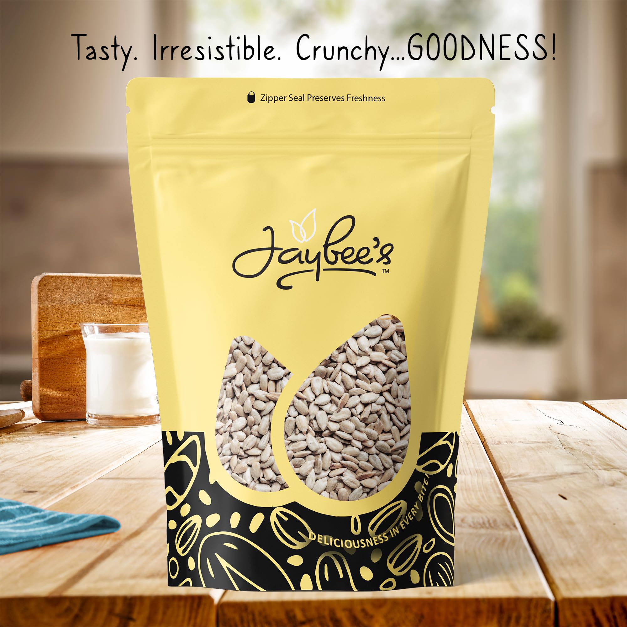 Jaybee's Raw Sunflower Seed Kernels - 5 lb Bulk Bag | Shelled Sunflower Seeds Unsalted | High-Protein Healthy Snack | Great for Baking, Cooking