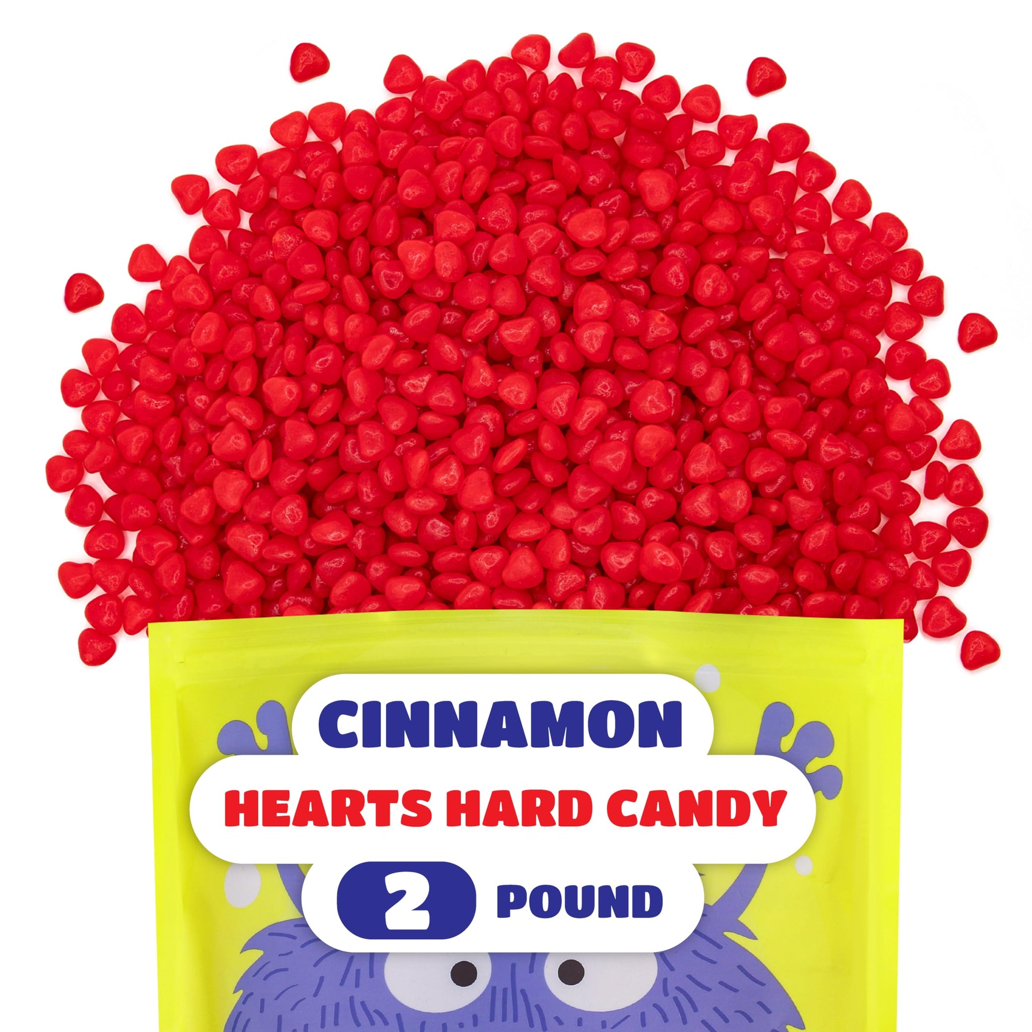 Cinnamon Hearts - 2 Pound Bulk Pack - Spicy Hard Candy - Heart Shaped Cinnamon Candy for Dessert Decoration, Buffets and Everyday Snacking - Nostalgic