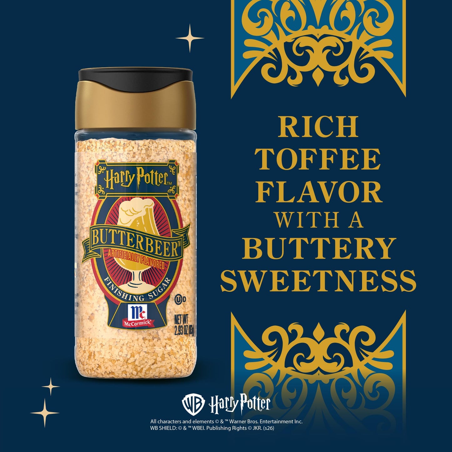 McCormick Harry Potter Finishing Sugar, Butterbeer, Limited Edition, Buttery Sweetness of Toffee, Sprinkle on Baked Goods or Use as a Rimming Sugar on Beverages, 2.93 oz