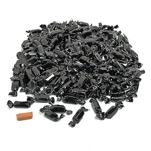Black Foil Wrapped Caramels Candy (198 Individually Wrapped Candies - 2 lbs) Candy Buffets,Parties, Weddings, Graduation and Halloween