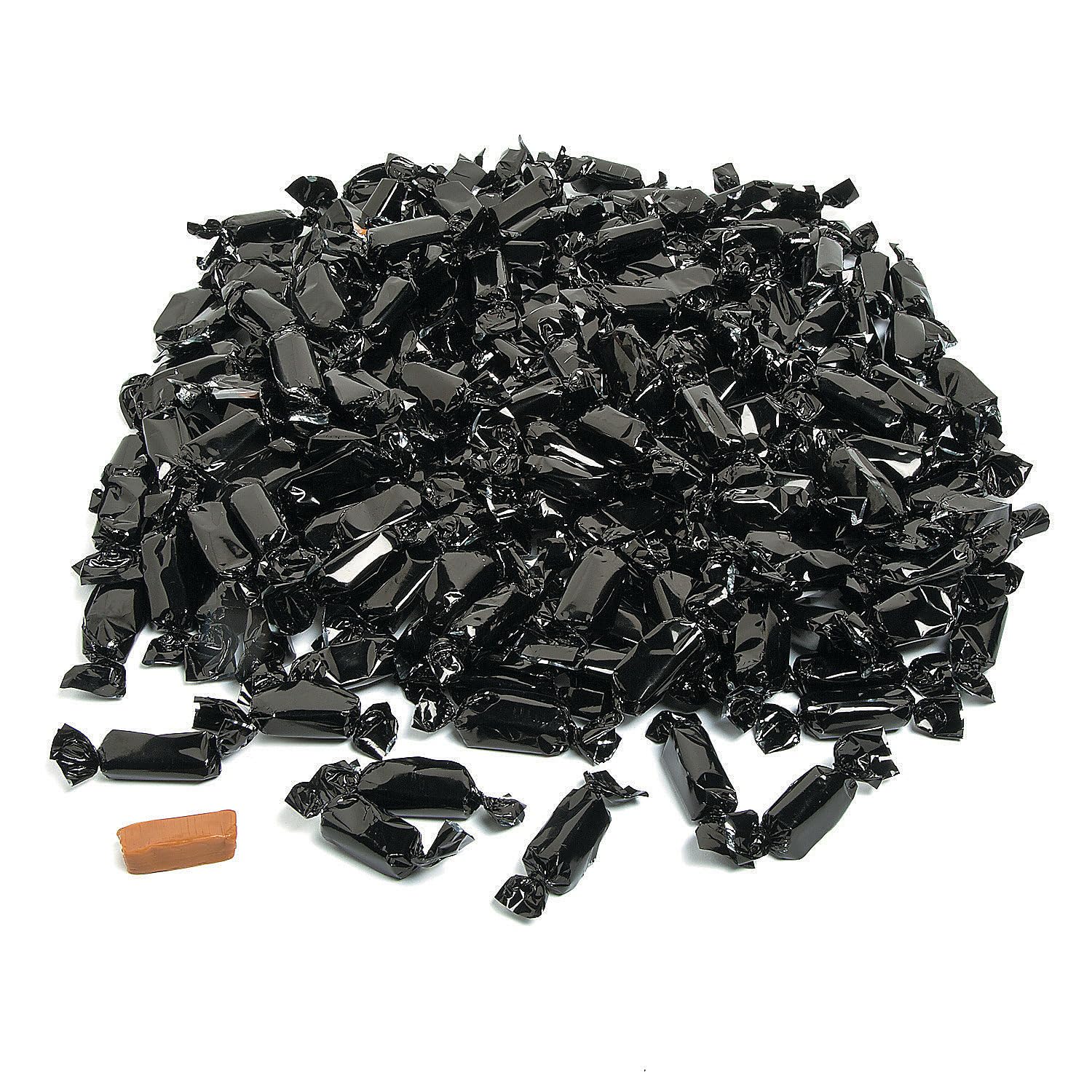 Black Foil Wrapped Caramels Candy (198 Individually Wrapped Candies - 2 lbs) Candy Buffets,Parties, Weddings, Graduation and Halloween