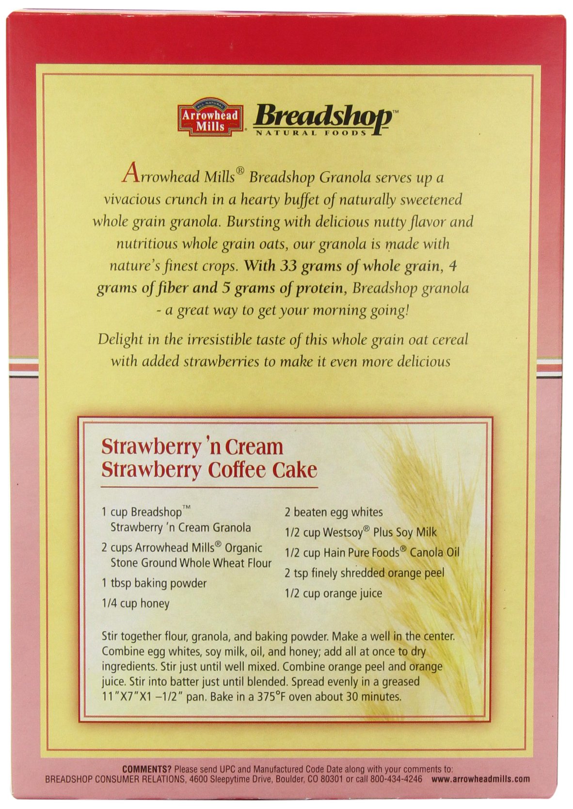 Arrowhead Mills Breadshop Strawberry 'n Cream Granola, 13 Ounce Boxes (Pack of 6)