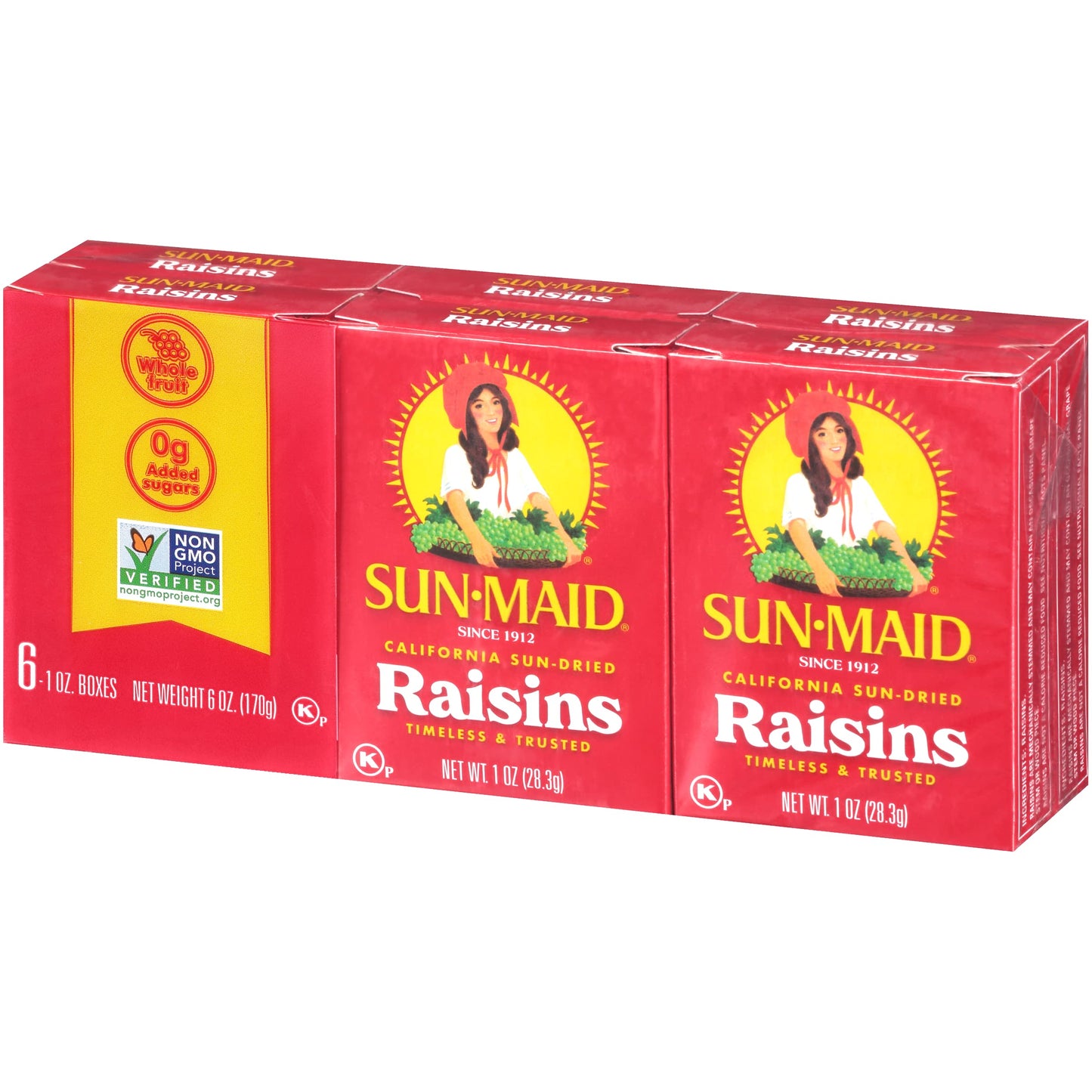 Sun-Maid Raisins Seedless, On-The-Go Snacks, 1 OZ, 6 CT, Pack of 3, (18 Total Packs)
