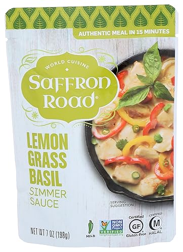 Saffron Road Lemongrass Basil Simmer Sauce, 7oz - Non-GMO, Gluten Free, Halal, Kosher