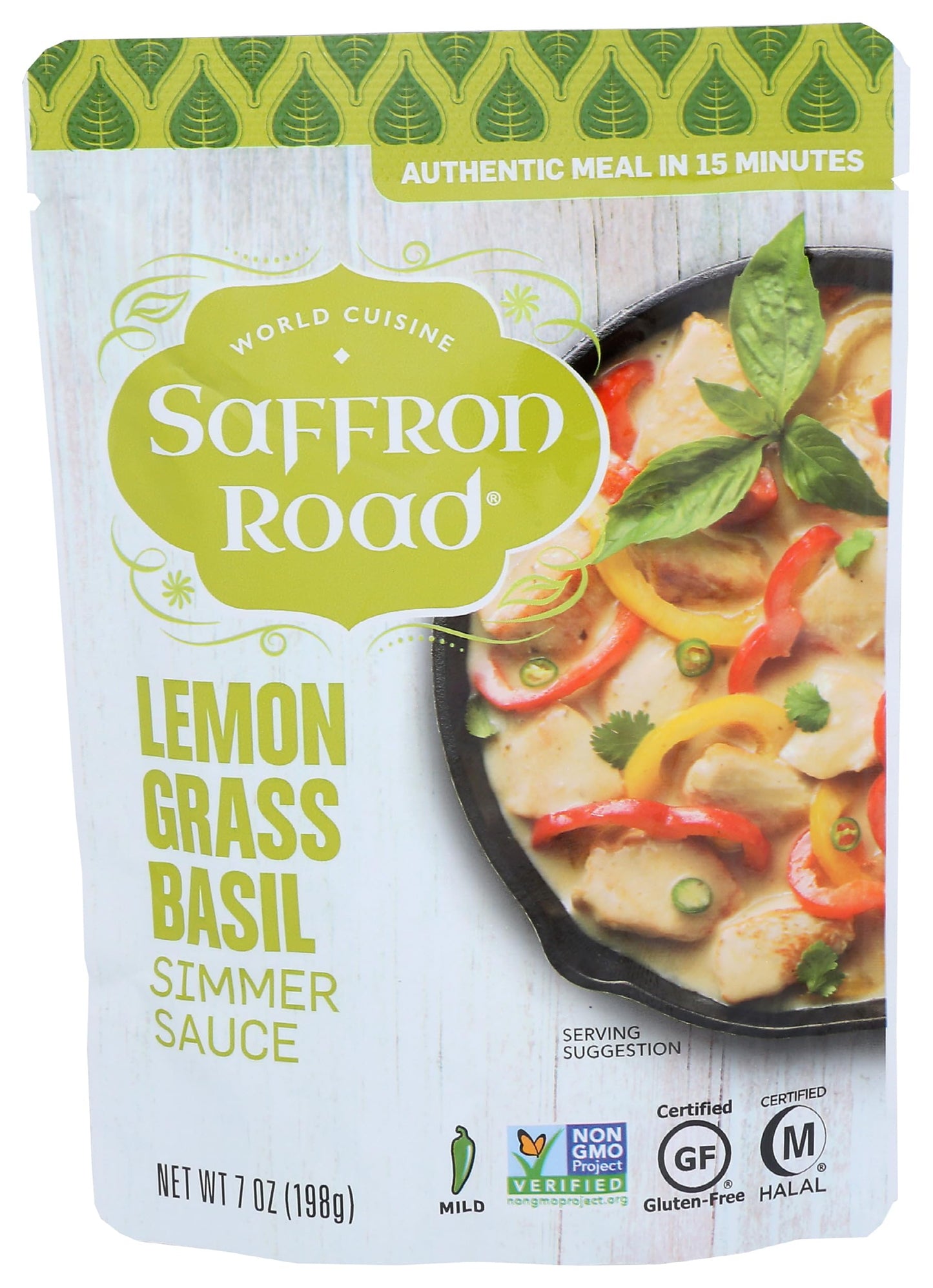 Saffron Road Lemongrass Basil Simmer Sauce, 7oz - Non-GMO, Gluten Free, Halal, Kosher