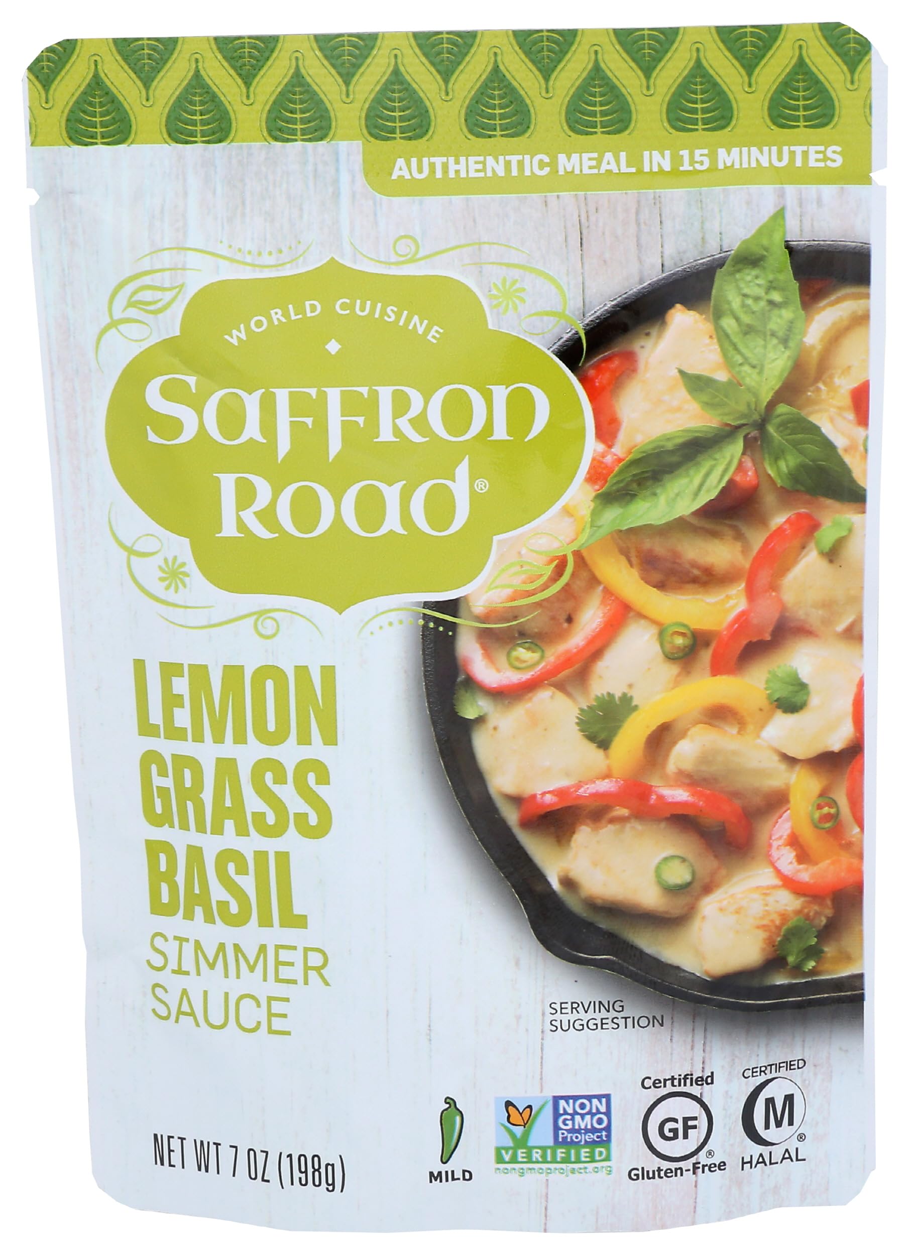 Saffron Road Lemongrass Basil Simmer Sauce, 7oz - Non-GMO, Gluten Free, Halal, Kosher