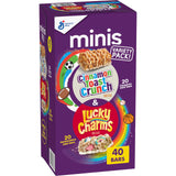 General Mills Cereal Lucky Charms and Cinnamon Toast Crunch Mini Cereal Treat Bars Variety Pack, 40 Ct, 20 oz