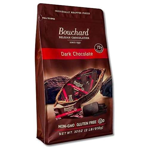 Bouchard Premium Belgian Dark Chocolate with 72% Cacao | Individually Wrapped Pieces (2 LB)