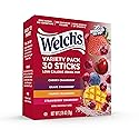 Welch’s Singles To Go! Cranberry Variety Pack Drink Mix, Sugar Free Water Flavor Packets, No Aspartame, No Artificial Dyes, Low Calorie, 4 Flavors