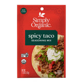 Simply Organic Spicy Taco Seasoning Mix, Gluten Free, Certified Organic, Kosher, Vegan, Vegetarian - Pure Flavor for Tacos, Stir-Fries, Mexican
