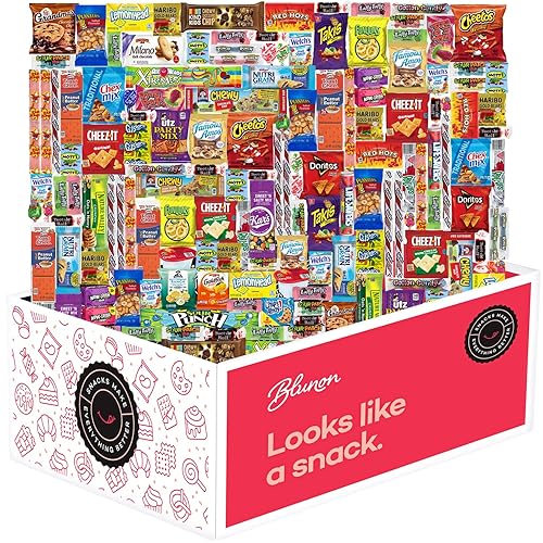 Snack Box Care Package - Snacks Variety Pack Gift - Chips, Candy, Cookies, Crackers Bulk Assortment (160 Count)