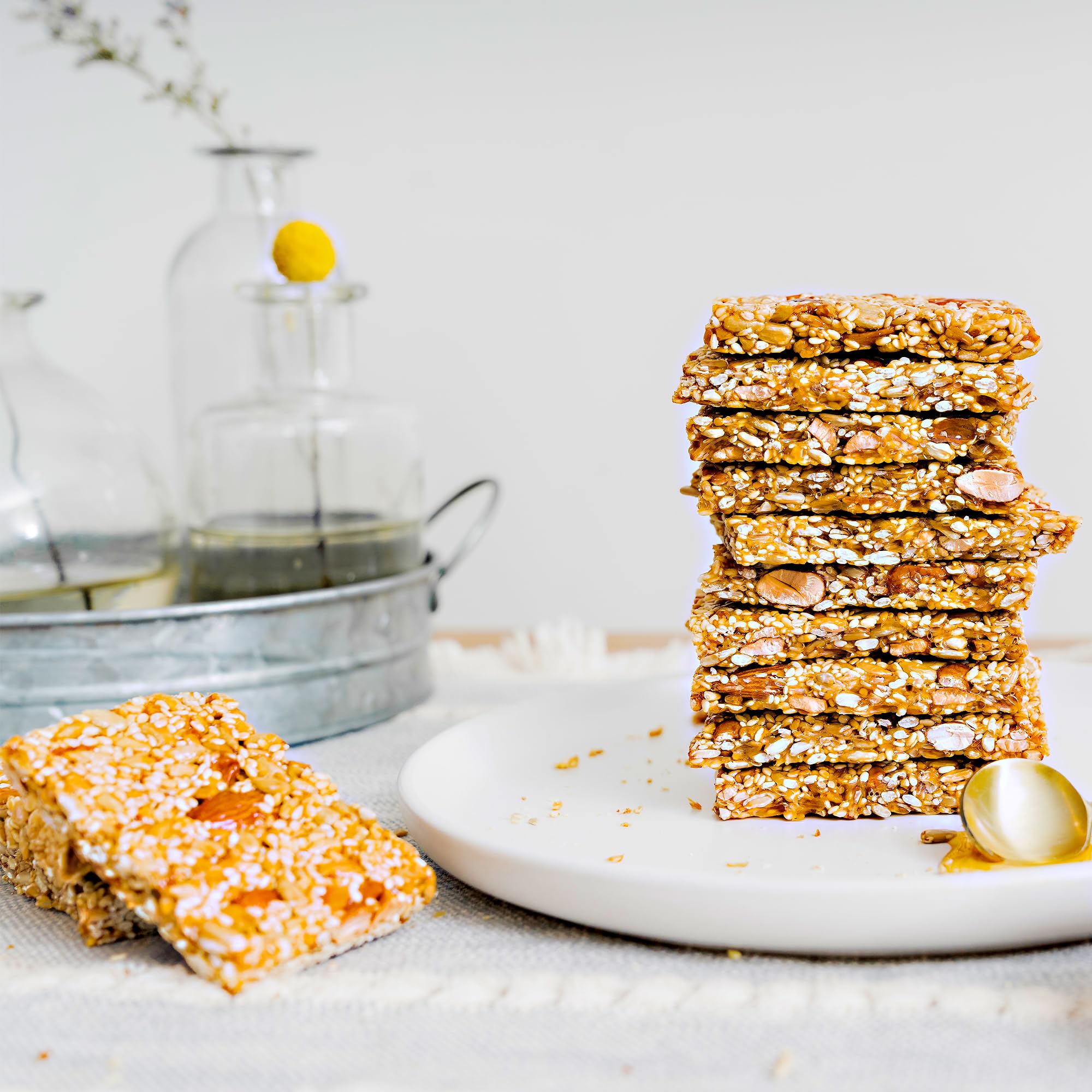 NY Spice Shop Honey Nut and Seed Snack Bar - 1 Pound Sesame Snacks Nuts & Seed Snaps Honey Candy with Almonds, Cashews & Sunflower Seeds - Healthy
