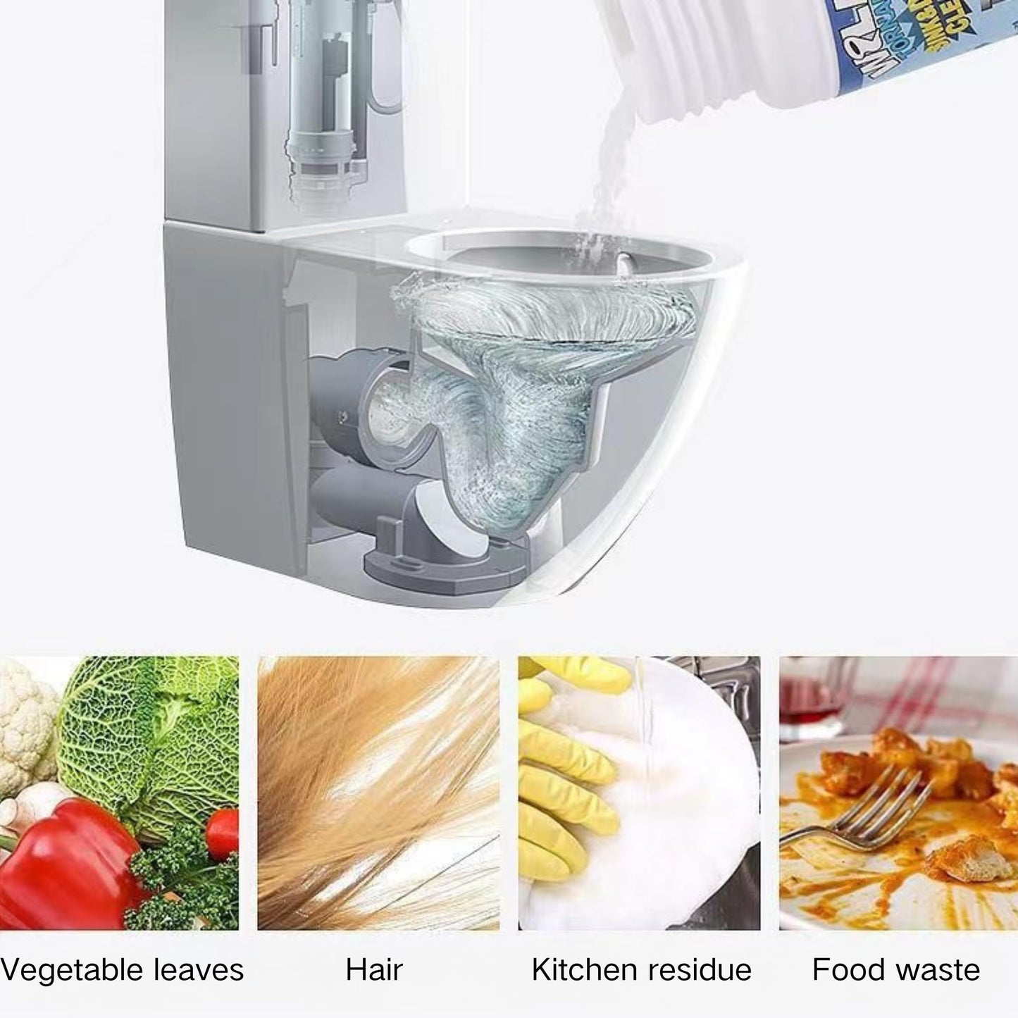 2Pcs Upgraded Wild Tornado Sink and Drain Cleaner, Pipe Dredge for Kitchen, Bathroom & Toilet, Super Cleaning Drain Foam Cleaner, Fast Foaming