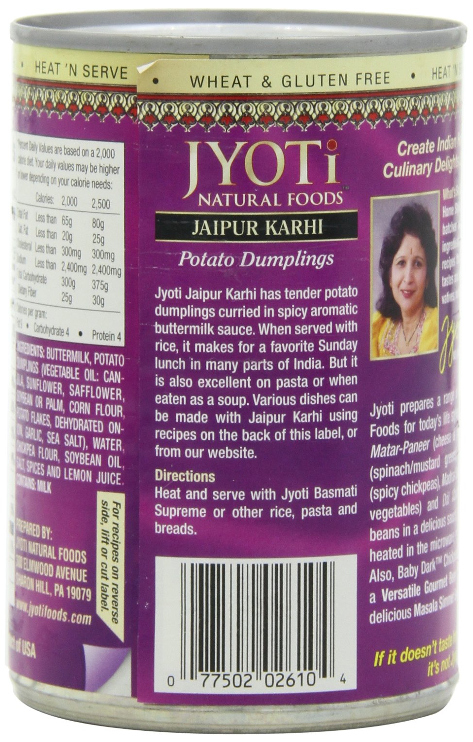 Jyoti Jaipur Karhi, 12 cans of 15 oz each, All Natural, Product of USA, Gluten Free, Vegetarian, BPA Free