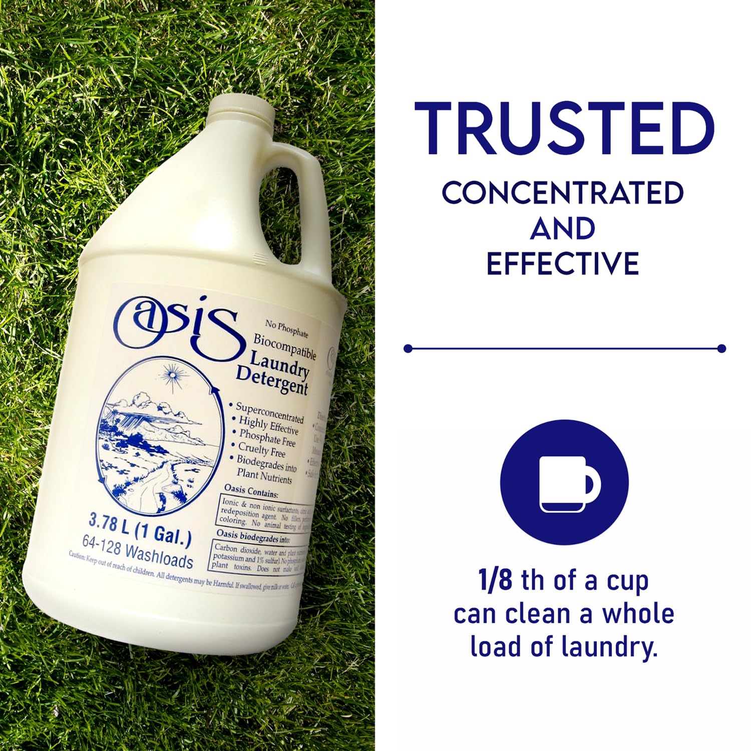 Oasis Biocompatible Laundry Detergent Liquid - Reuse Greywater for Plants - Clean, Safe, Concentrated & Effective, Grey Water Friendly, Sodium-Free