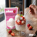 Jubes Strawberry Nata De Coco Jelly Cubes (12.7 oz, Pack of 3) - Strawberry Coconut Jelly Cubes for Sago - Coconut Gel in Syrup Toppings for Fruit