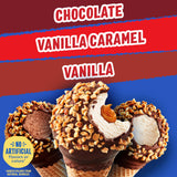 Drumstick Variety Pack, Vanilla/Vanilla Caramel/Chocolate Sundae Cone, 8 Count (Frozen)