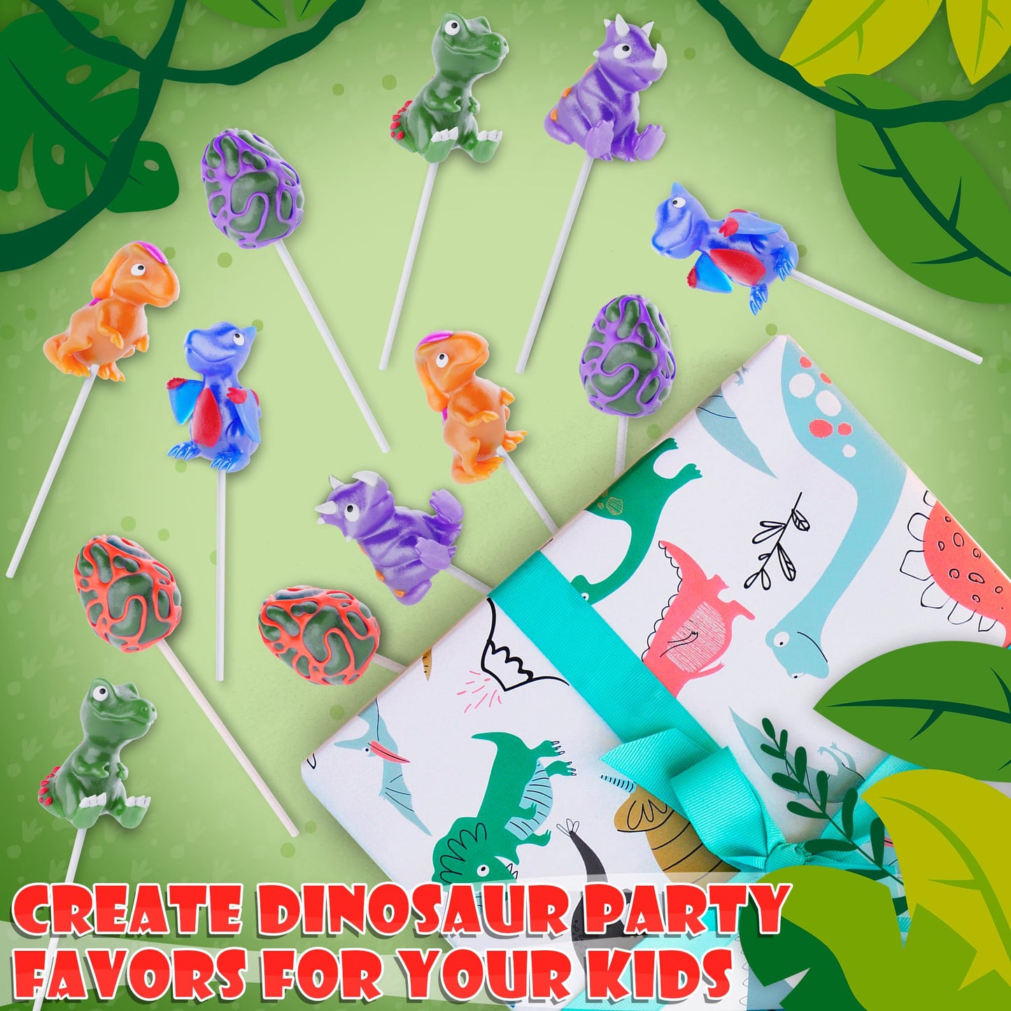 Dinosaur Lollipops 12pk- Dinosaur Candy For Dinosaur Party Favors - Dinosaur Suckers & Dino Candy - Dinosaur Shaped Lollipop For Dino Party Favors