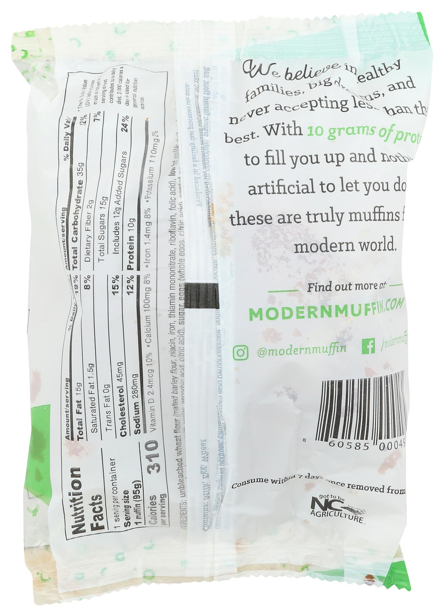 MODERN MUFFIN Apple Cinnamon Flax Protein Muffin, 3.4 OZ