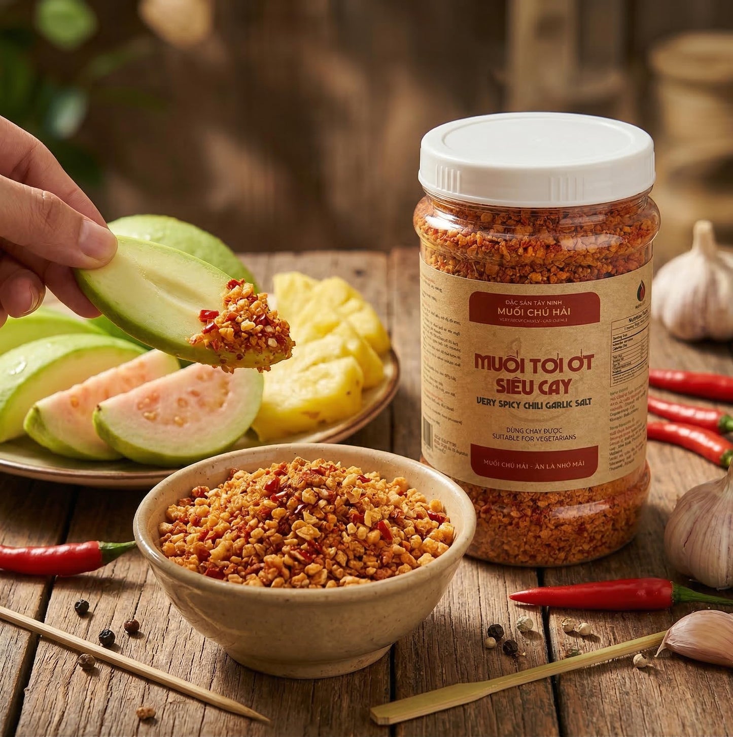 Muoi chu hai - Uncle Hai’s Premium Chili Garlic Sauce: Spicy Hot Sauce from Vietnam, Blend of Peppers & Garlic Salts - Made for Cooking, Delicious on