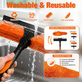 LAANPOLE 26FT Window Squeegee with Extension Pole, 2-in-1 Squeegee for Window Cleaning, Professional Cleaning Kit for Home with 20FT Telescoping Pole