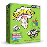 Warheads Singles To Go Sour Drink Mix, 30 Sticks, Variety Pack (Green Apple, Black Cherry, Watermelon, Blue Raspberry), Zero Sugar, Low Calorie