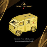 GoldKenn Metal Armored Truck with Milk Chocolate Coins - Premium Swiss Chocolate Gold Coins Wrapped in Gold for Kids & Adults - Chocolate Gift