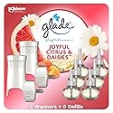 Glade PlugIns Refills Air Freshener Starter Kit, Scented and Essential Oils for Home and Bathroom, Joyful Citrus & Daisies 4.02 Fl Oz, 2 Warmers + 6