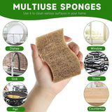 AEROZZ 10 Pack Biodegradable Natural Sponges Kitchen - Compostable Cellulose and Coconut Walnut Scrubber Sponge - Non Scratch Eco Friendly Quick
