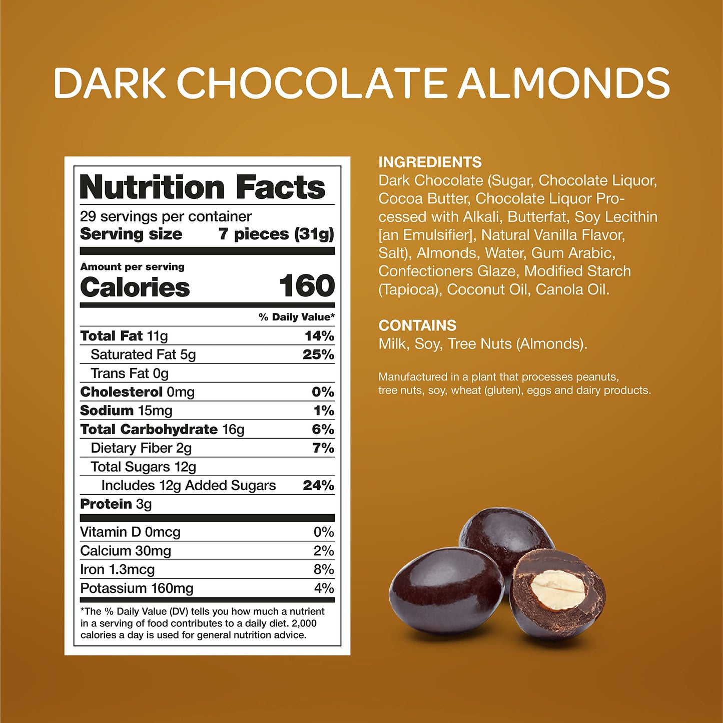 Dark Chocolate Covered Almonds Candy, 2-Pound Pack