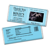 25pk Baby Shower Custom Sonogram Photo Wrappers for Chocolate Bars - Blue