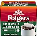 Folgers Coffee Singles Classic Decaf Medium Roast Coffee, 19 Single Serve Coffee Bags