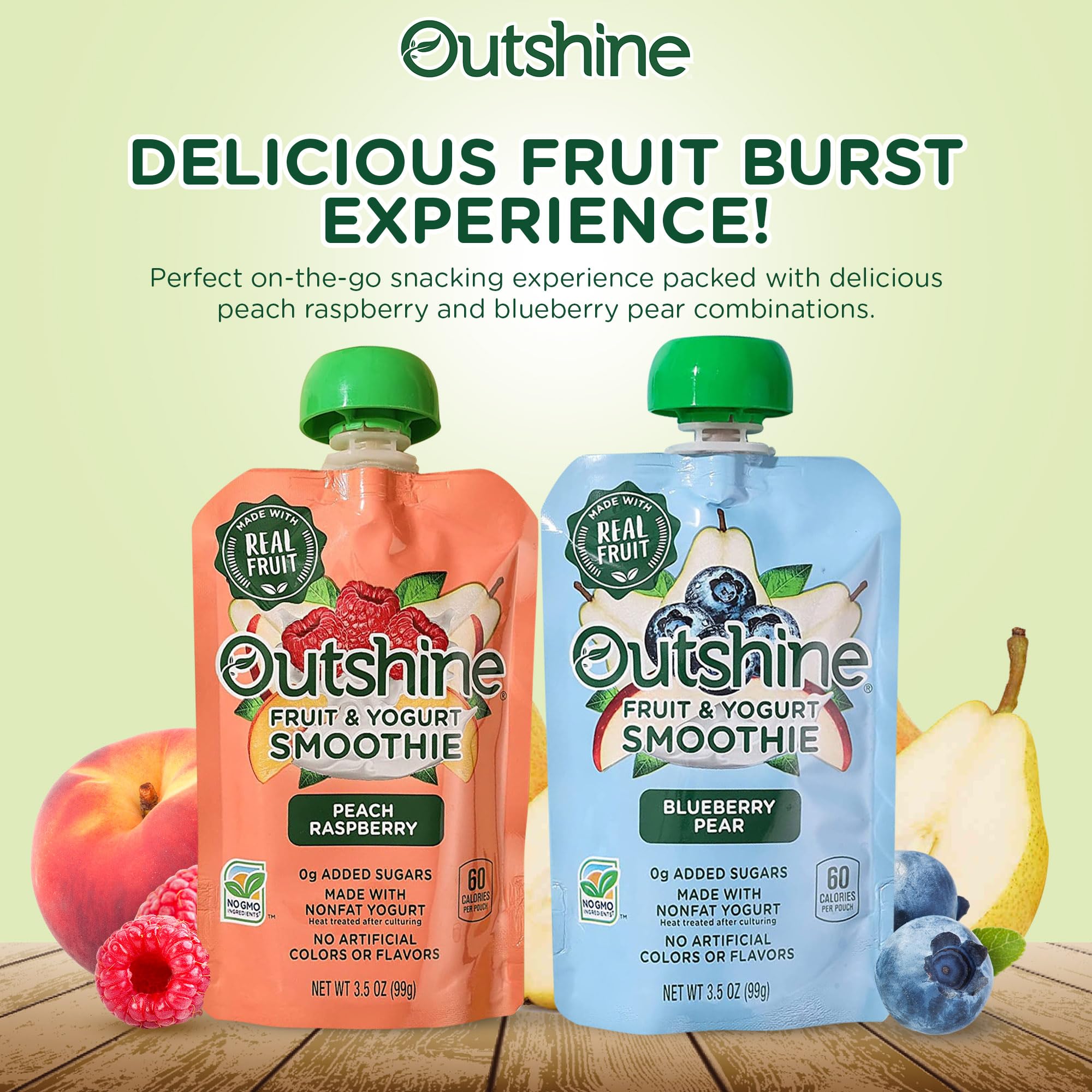 Outshine Fruit Smoothie Pouches Variety Pack - Ready-to-Drink Smoothies -Perfect for Kids and Adult On-the-Go -Fruit & Yogurt Pouches for Snacking