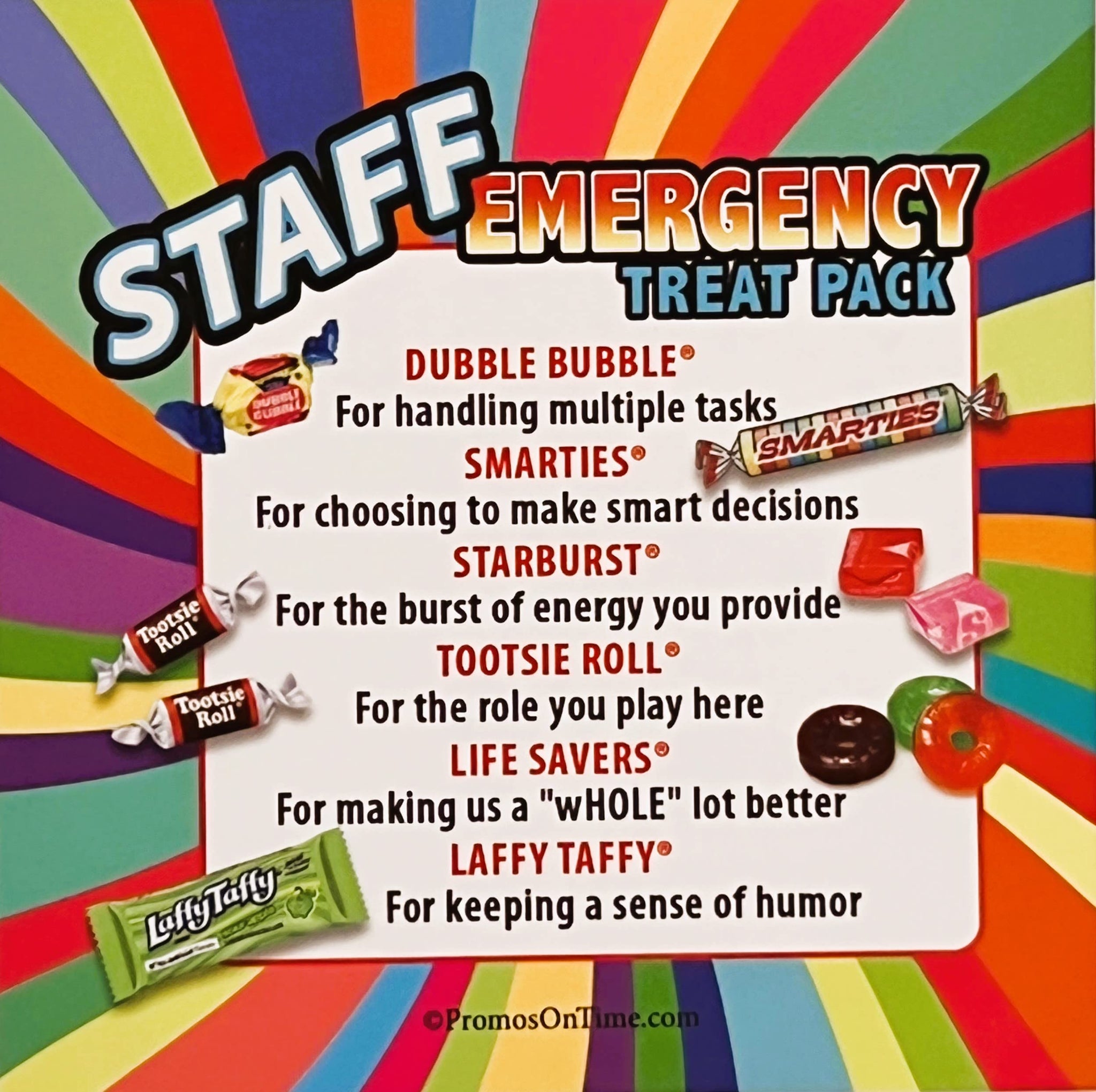Staff Emergency Treat Pack (Set of 50) Employee Appreciation Goody Bags Gifts