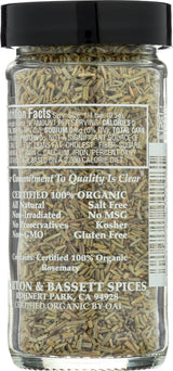 Morton & Bassett 100% Organic Rosemary | Aromatic Herb for Roasting, Soups & Breads | Gluten Free, Salt Free, Non-GMO | 0.8 oz Jar
