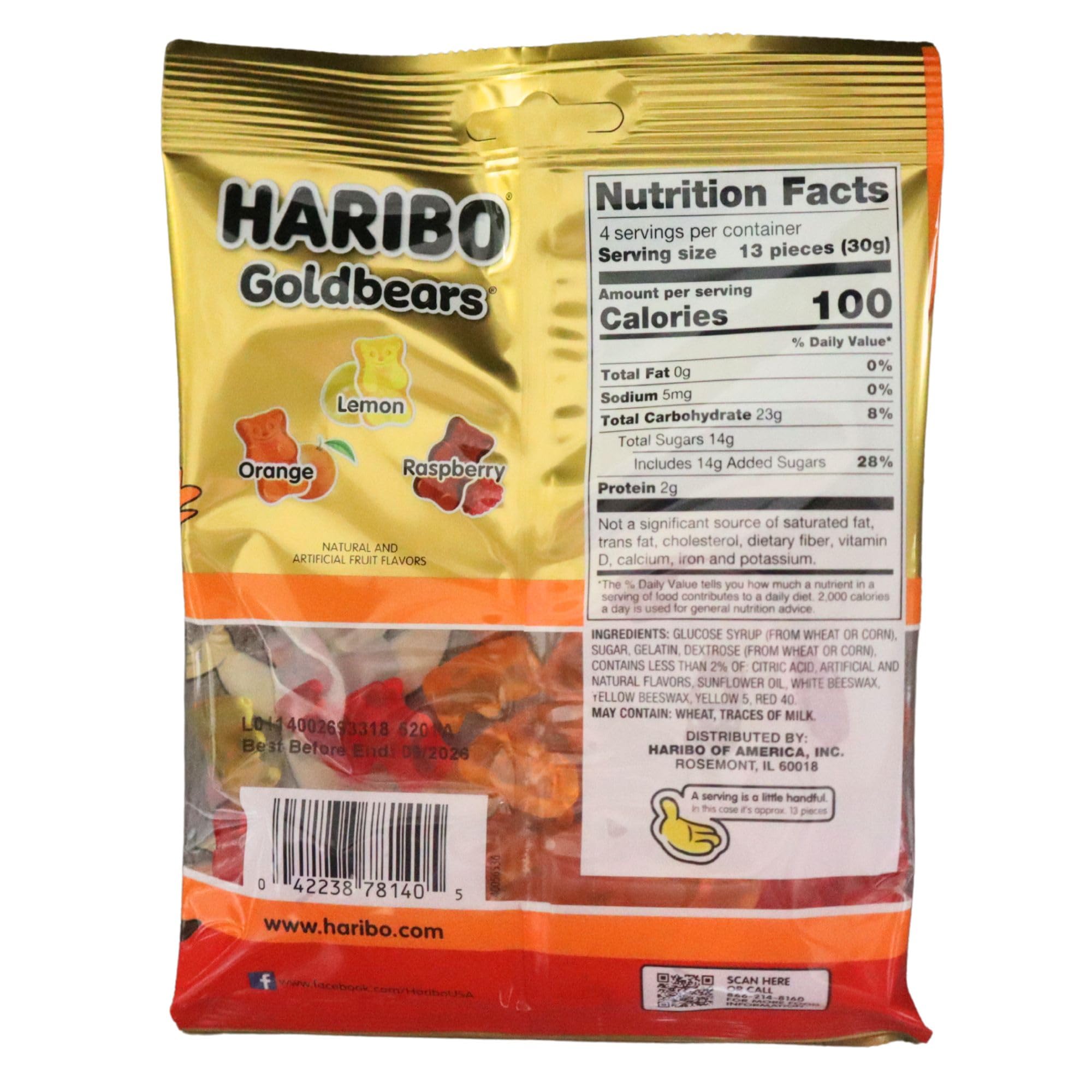 Haribo Goldbears Fall Edition - Pack of 3 Bags (4 oz Each) - Red, Orange & Yellow Gummy Bears - Autumn Seasonal Candy - Fruity Chewy Treats for Fall