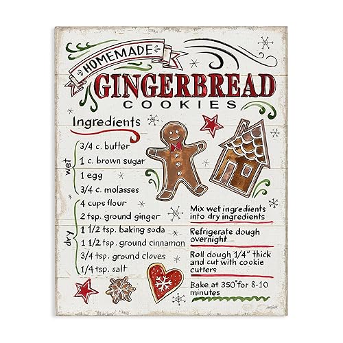 Stupell Industries 'Holiday Gingerbread Cookies Recipe', Canvas Art, 30 x 40 Inches, Easy to Hang and Sturdy, Made in USA, by Anne Tavoletti