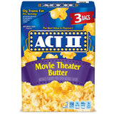 ACT II Movie Theater Butter Microwave Popcorn, 3-Count 2.75-oz. Bags