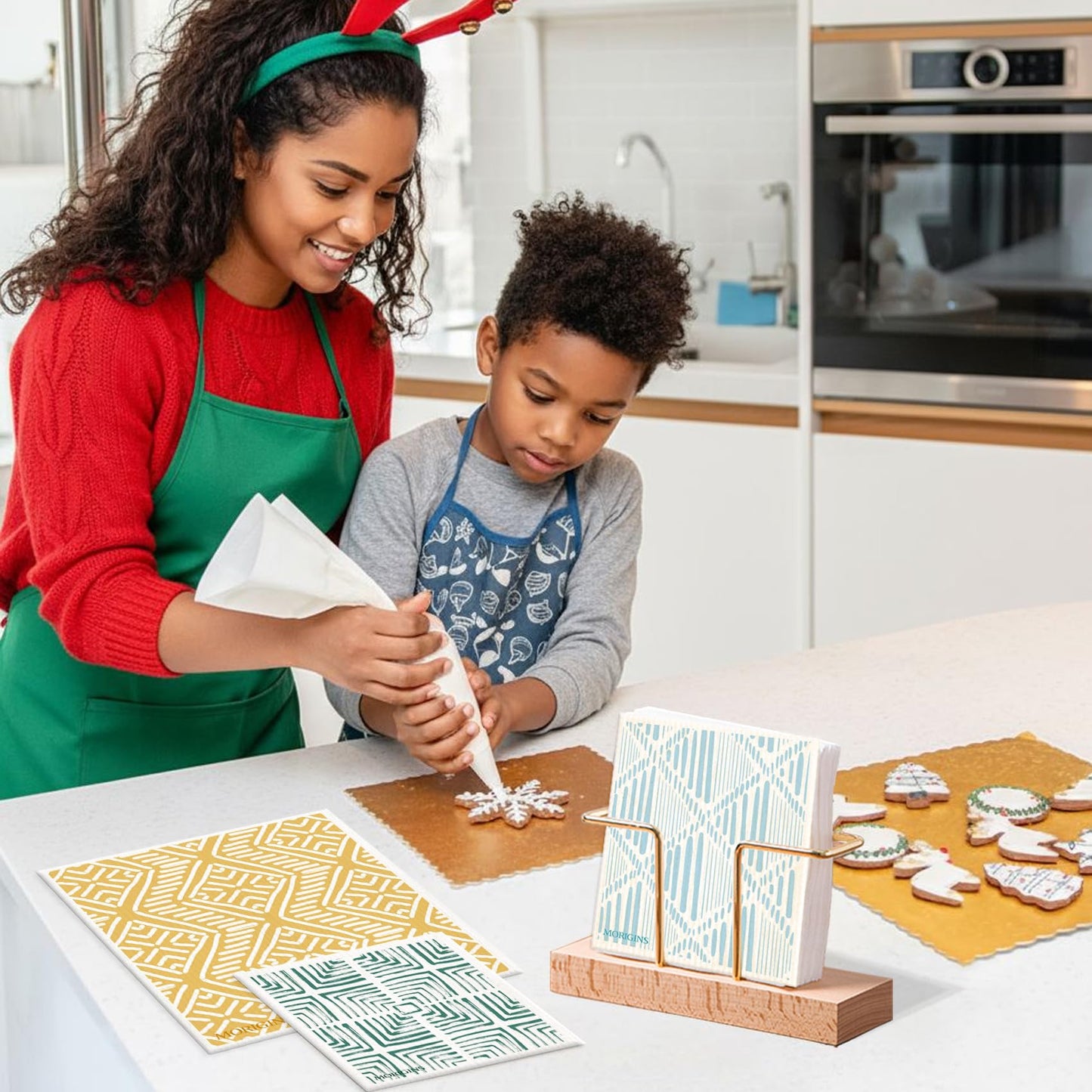 Morigins Swedish Kitchen Towel Set Reusable Kitchen Towel Set Absorbent Cellulose Sponge Cloth 8 Pack Set Biodegradable Ideal for Household Kitchen