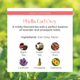 Brook37 Phyllis Earl Grey Eco Black Tea - Premium Flavored Tea with Lavender, Pineapple & Calendula | Caffeinated Gourmet Tea Blend | 20 Biodegradable