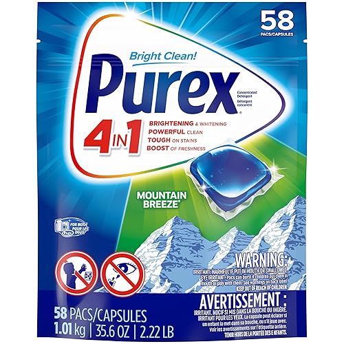 Purex 4-in-1 laundry detergent pacs, mountain breeze, 58 Count