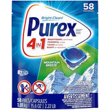 Purex 4-in-1 laundry detergent pacs, mountain breeze, 58 Count