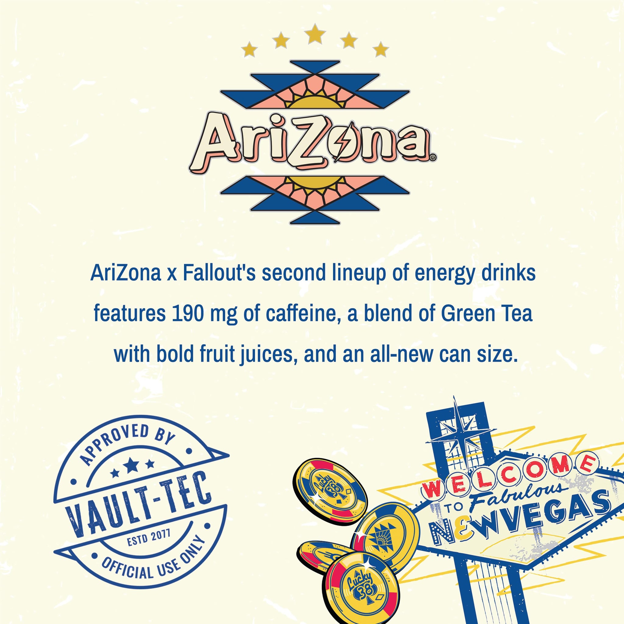 AriZona x Fallout Green Tea Energy Drink, Variety Pack - 6 Flavors, 15 fl oz (Pack of 12) - 190mg Caffeine per Can