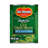 Del Monte Canned Fresh Cut French Style Green Beans with 50% Less Sodium, 14.5 Ounce
