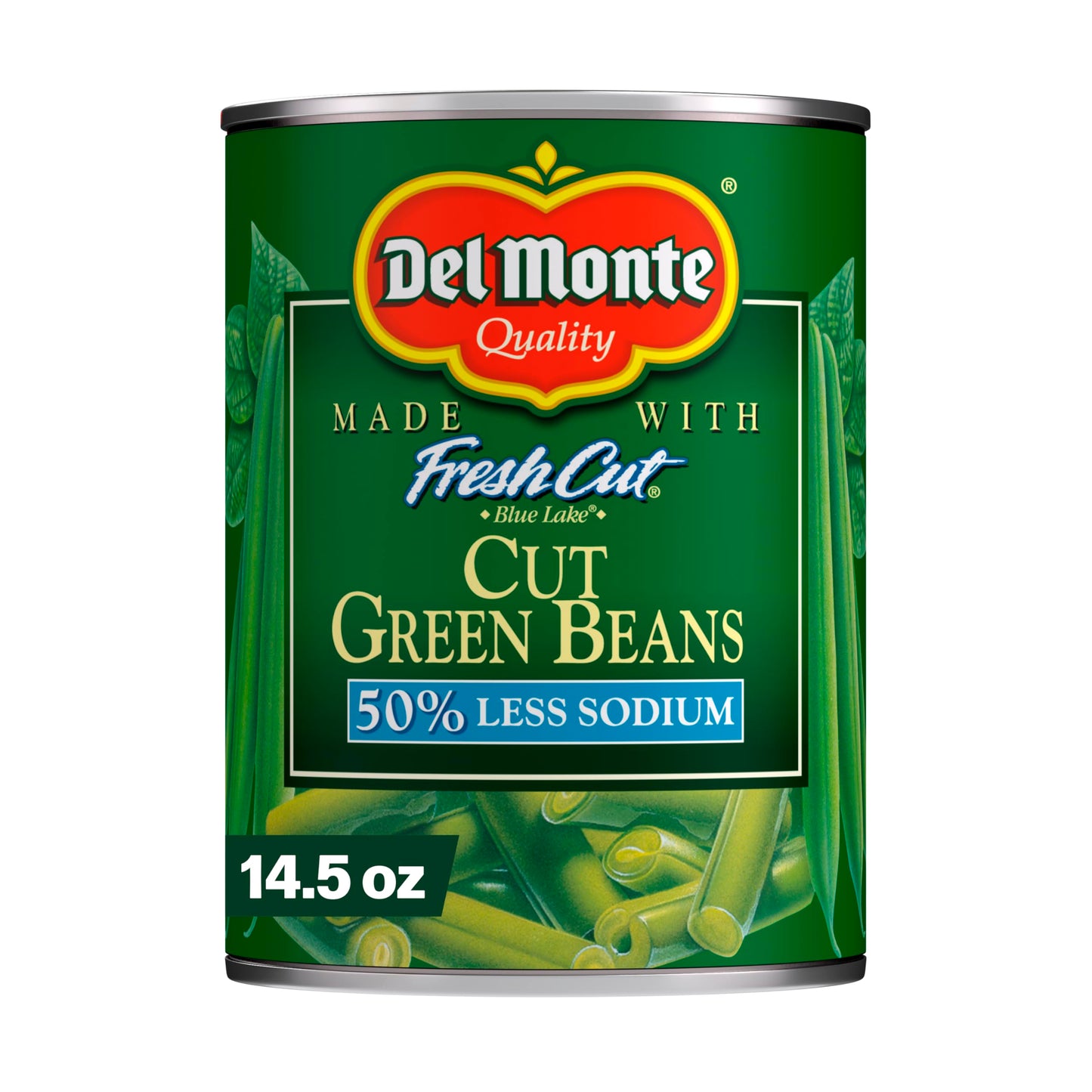 Del Monte Canned Fresh Cut French Style Green Beans with 50% Less Sodium, 14.5 Ounce