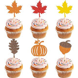 48Pcs Thanksgiving Cupcake Toppers Fall Cupcake Toppers Thanksgiving Cake Decorations Leaf Cupcake Topper Fall Cupcake Decorations