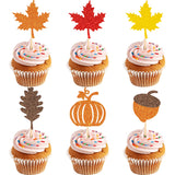 48Pcs Thanksgiving Cupcake Toppers Fall Cupcake Toppers Thanksgiving Cake Decorations Leaf Cupcake Topper Fall Cupcake Decorations