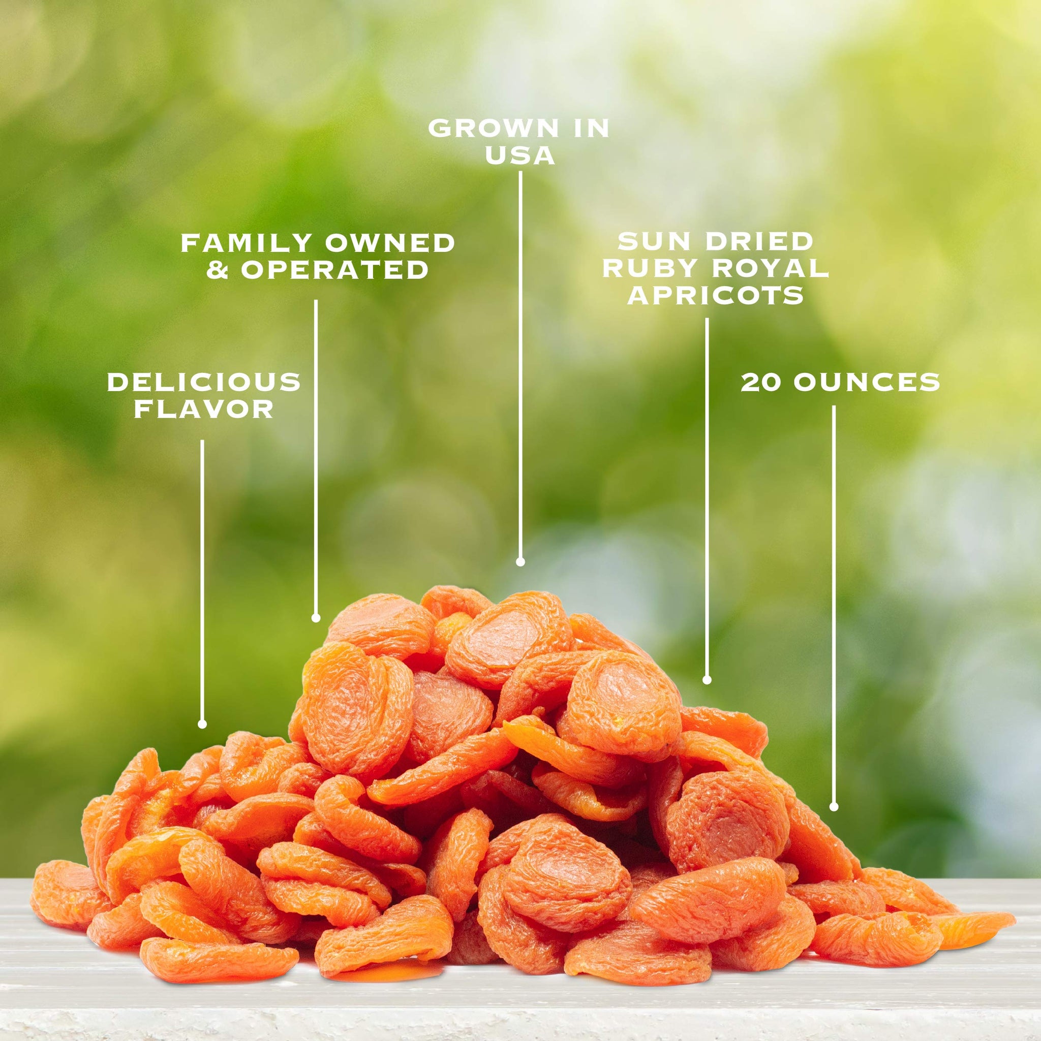 Traina Home Grown California Sun Dried Ruby Royal Apricots - Healthy, No Sugar Added, Non GMO, Gluten Free, Kosher Certified, Vegan, Value Size (20
