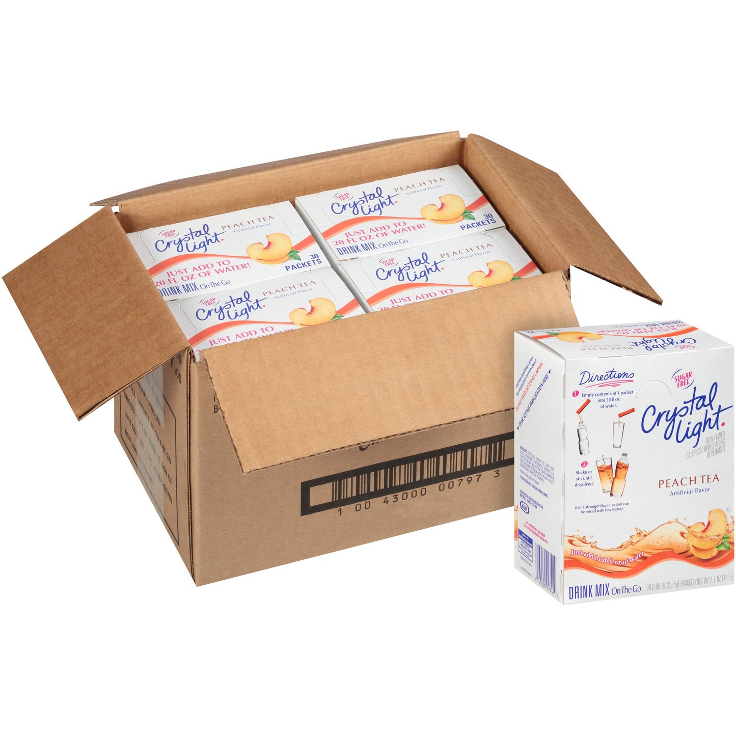 Crystal Light On the Go Single Serve Sugar-Free Peach Tea Mix, 2.7 oz. Packets (120 Count, 4 Packs of 30)